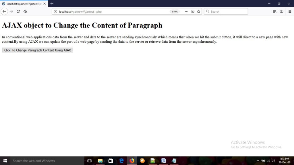 Change The Content Of A Web Page Using AJAX In PHP