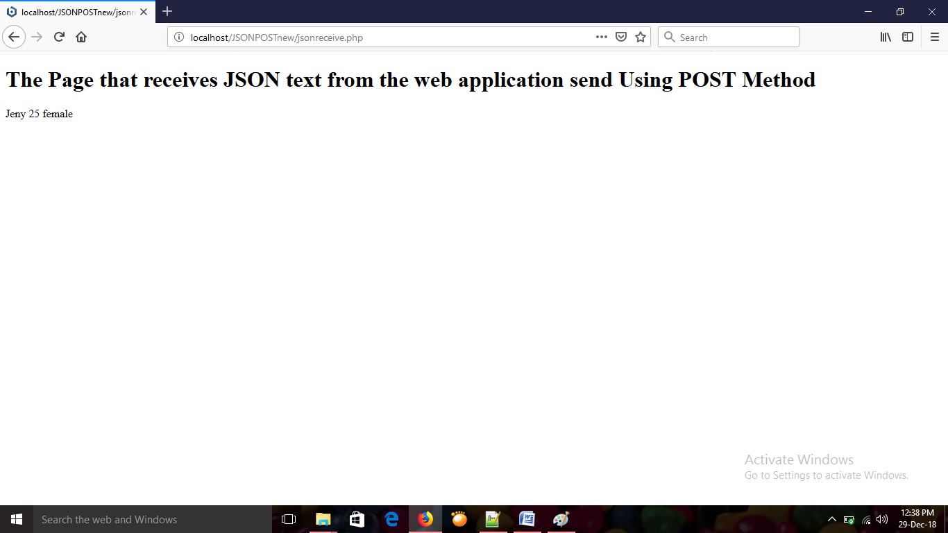 GET method to Send and Receive JavaScript object using JSON