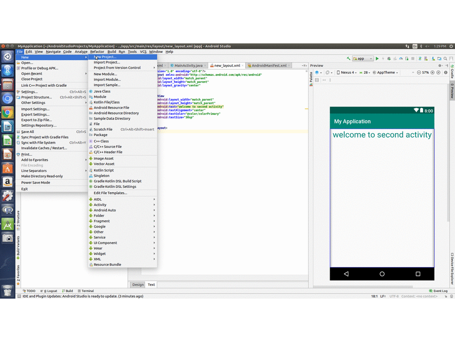 create new project in android studio