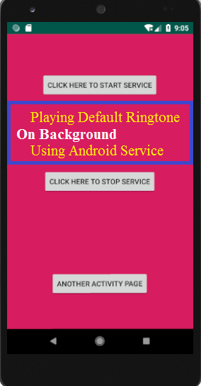 Android Service Sample code for Playing Default Ringtone