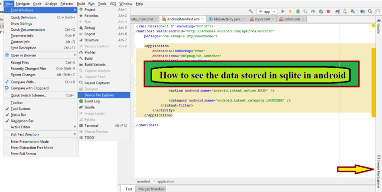How to see the data stored in sqlite in android studio