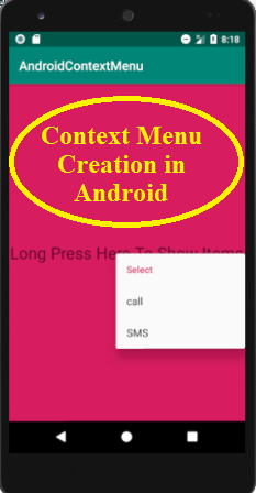 Context Menu Creation in Android