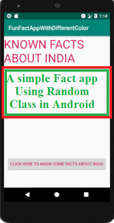 A simple Fact app Using Random Class in Android